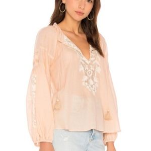 Free People Shimla Embroidered Cotton Peach Top
